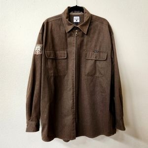 Vintage Faconnable Cotton Military Style Shacket in Dark Brown